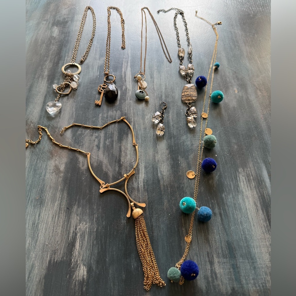 Assorted Vintage Women’s Fashion Necklaces - Gold and Blue Accent Styles